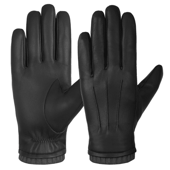 Sheepskin Leather Gloves for Men, Winter Warm Fleece Lined Gloves