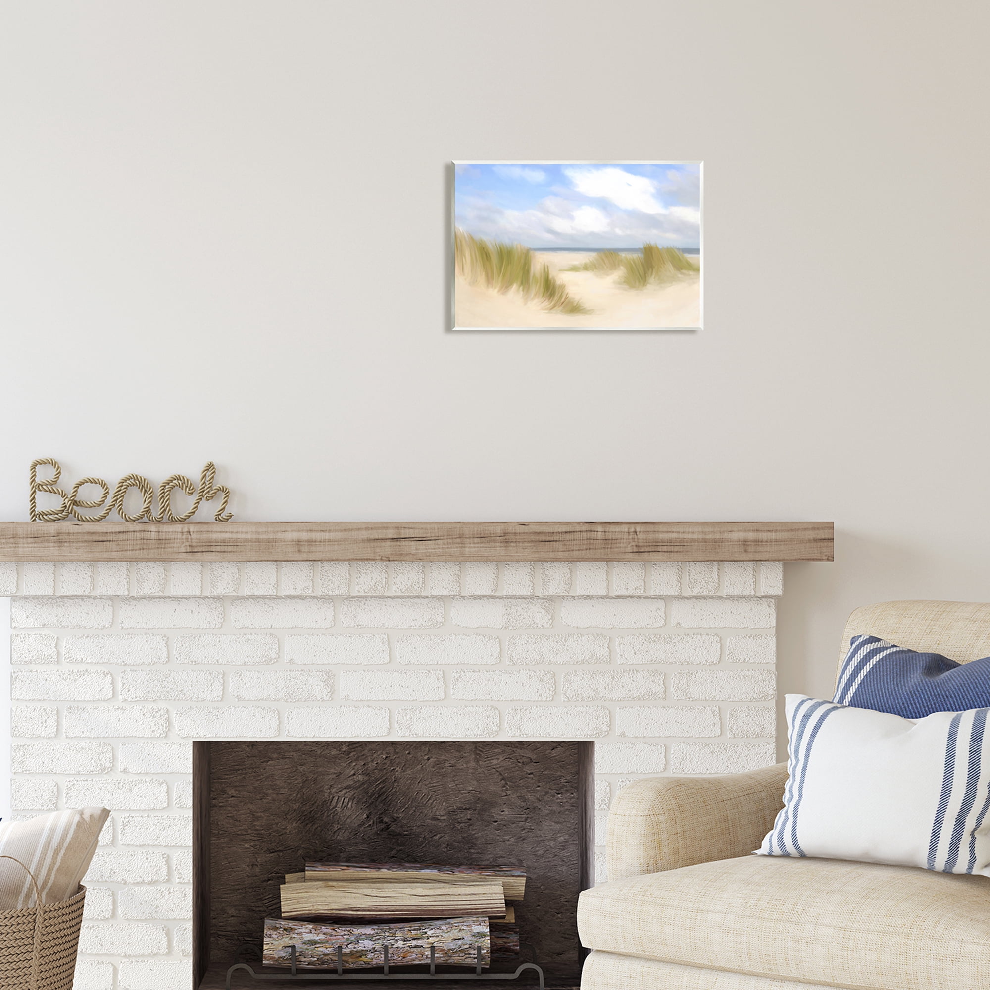 Stupell Industries Coastal Sand Dunes Nature Painting Unframed Art Print Wall Art, 15 x 10