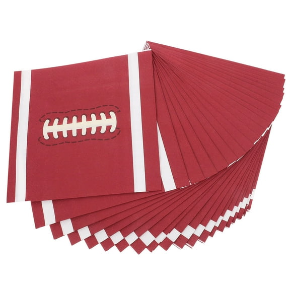 SOPOTUTU 20Pcs Football Birthday Decorations Paper Napkins Brown Thick Absorbent for Party Use
