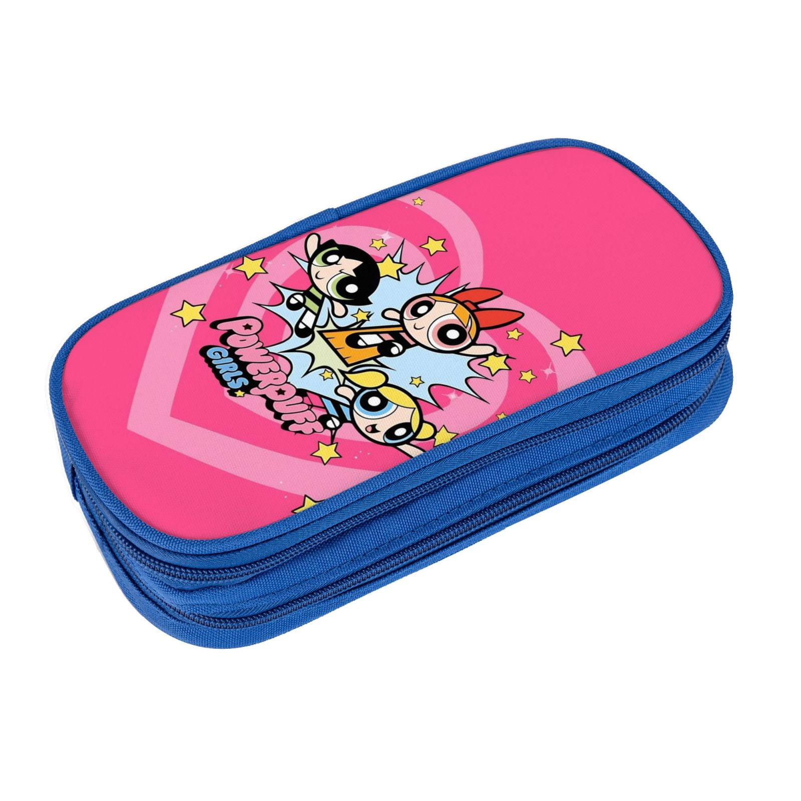 The Powerpuff Gi-rls Pencil Case Large Capacity Pencil Pouch Pen Bag Office Stationery Organizer Travel Makeup Bag Blue