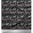 thumbnail image 1 of Soimoi Gray polyester Crepe Fabric Deer Animal Print Fabric by Yard 52 Inch Wide, 1 of 3