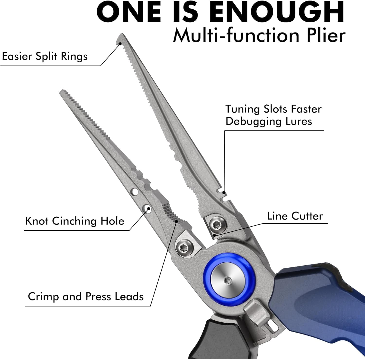 TRUSCEND Lockable Fishing Pliers with High Tungsten Cutter, Innovative Ergonomic Handy Handle, Saltwater Corrosion Resistant Teflon Coated Fishing Tool, Super Light Multi-Function Fishing Gifts