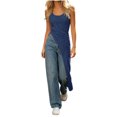 thumbnail image 2 of Karymi Blouses for Women Scoop Neck Long Sleeveless Cami Top, Side Ruched High Slit Maxi Tank, Sleeveless Tunic Vest Womens T Shirts, 2 of 7