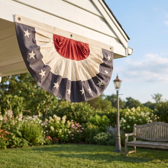 1.5x3Ft American Pleated Fan Flag Width Approx 90cm, US Patriotic Half Fan Bunting Flag, Patriotic USA 250th Anniversary Fan Banner for Outside Decor Memorial Day Independence Day 4th of July (A)