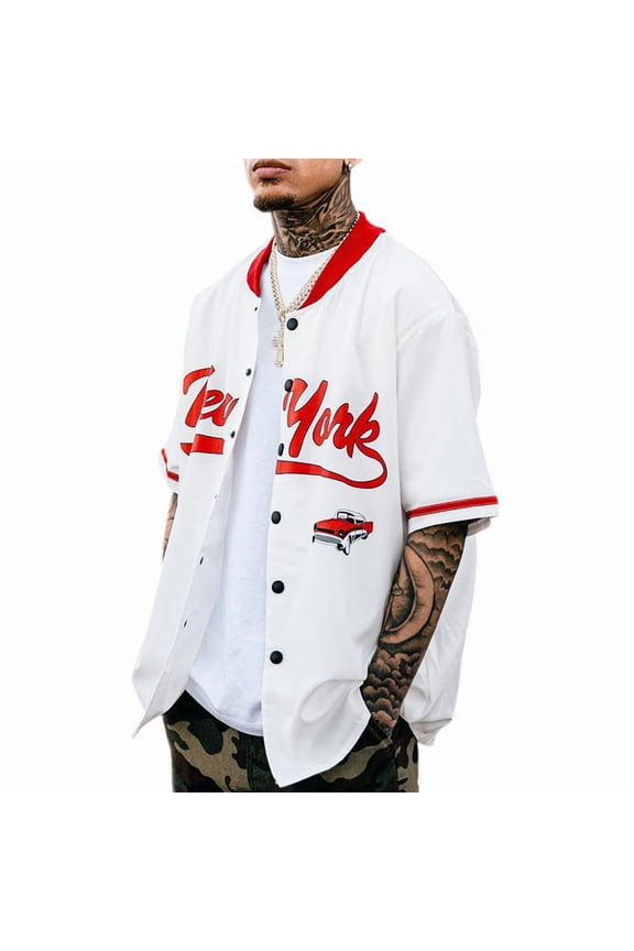 Custom Baseball Stitched/Printed Personanlized Button Down Shirts Sports Uniform for Men Youth White XL