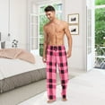 thumbnail image 7 of Checkered Pink Grid Print Men's Pajama Pants Cotton Long Sleepwear Lounge Pants S, 7 of 7