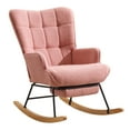thumbnail image 6 of Furniliving Rocking Chair, Upholstered Nursery Rocking Chair with Footrest, High Backrest, Thick Cushion Glider Rocker Accent Chair, Comfy Armchair for Living Room, Bedroom, Nursery, Pink, 6 of 12