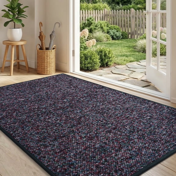 SIXHOME Door Mats for Inside 24"x35" Non Slip Rubber Welcome Mat for Inside Low-Profile Dirt Trapper Indoor Door Mats for Entryway Soft Absorbent Washable Entry Rug Floor Mats Modern Doormat Purple