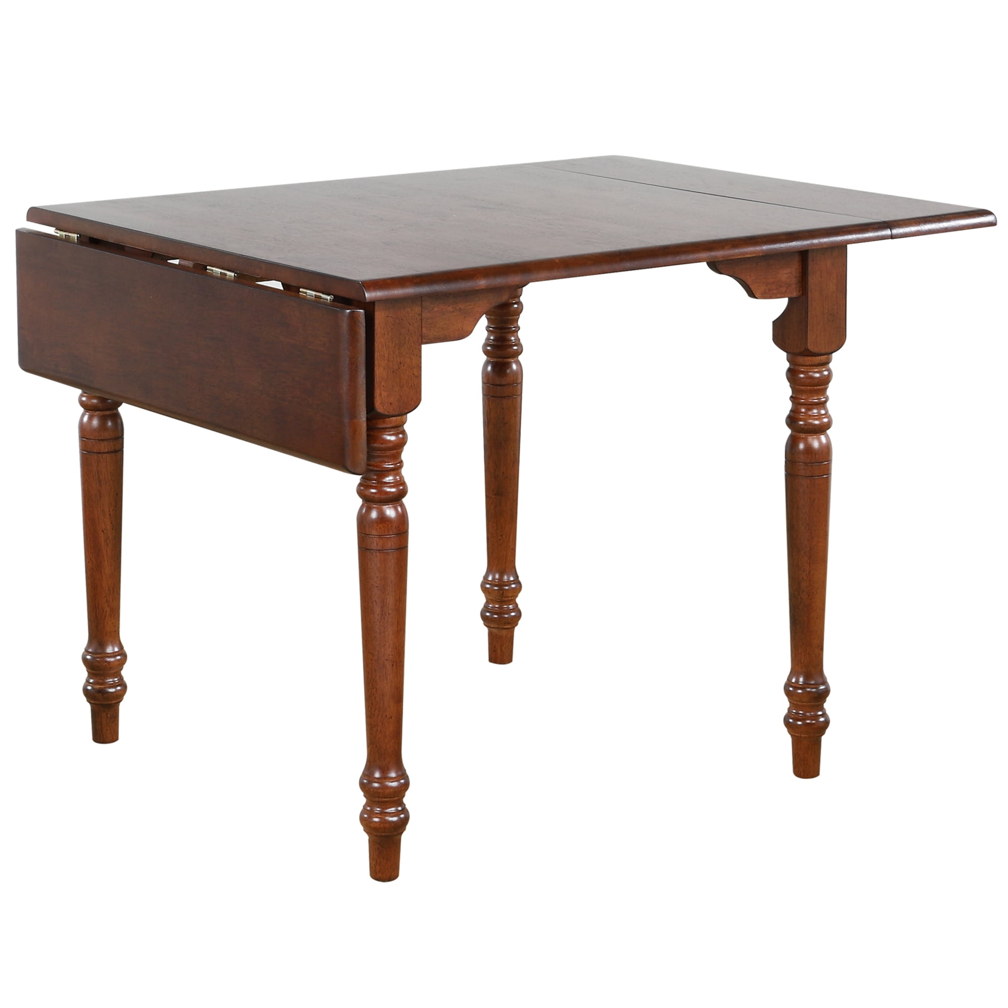 Andrews 48" Rectangle Drop Leaf Dining Table /Antique White/Chestnut Brown Wood