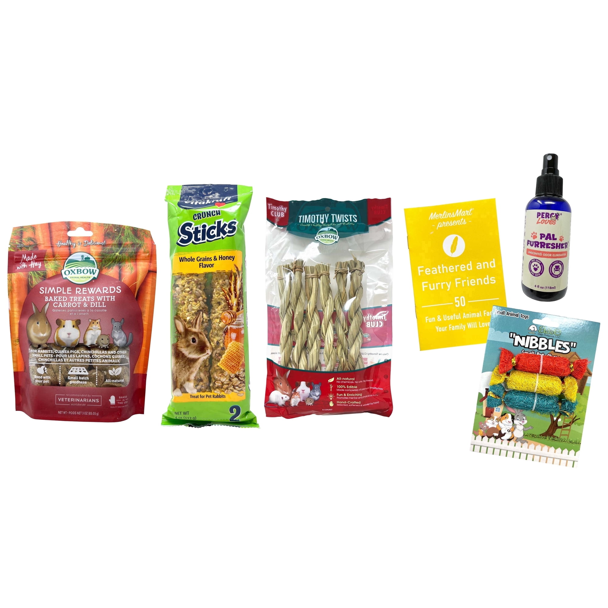 Vitakraft Rabbit Crunch Sticks and Oxbow Rewards Set with Toy, Spray, MerlinsMart Zine