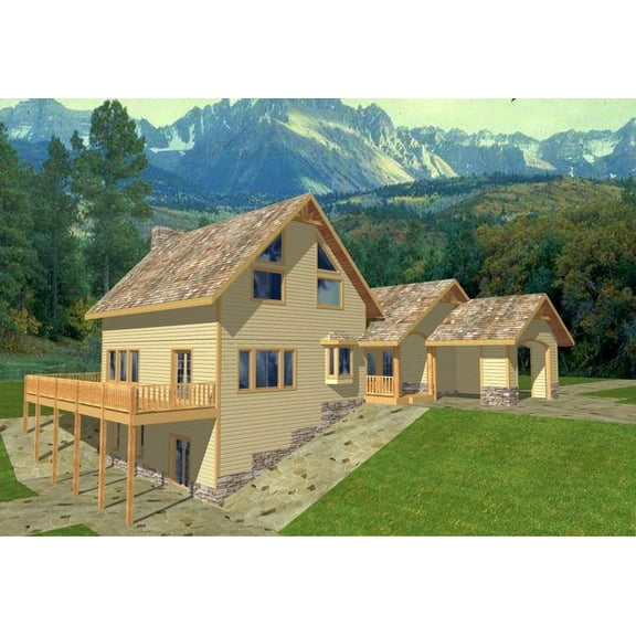001-3041: Mountain Craftsman 2 Bed, 3 Bath Luxury Home Plan, 2161 Sq Ft: Full Blueprints with License to Build by Home Plan Marketplace - Lesuto