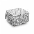 thumbnail image 1 of Black and White Ottoman Cover, Geometric Motif, 2 Piece Slipcover Set with Ruffle Skirt for Square Round Cube Footstool Decorative Home Accent, Standard Size, Black White, by Ambesonne, 1 of 5