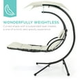 thumbnail image 3 of Best Choice Products Hanging Curved Chaise Lounge Chair Swing for Backyard, Patio w/ Pillow, Shade, Stand - Ivory, 3 of 9