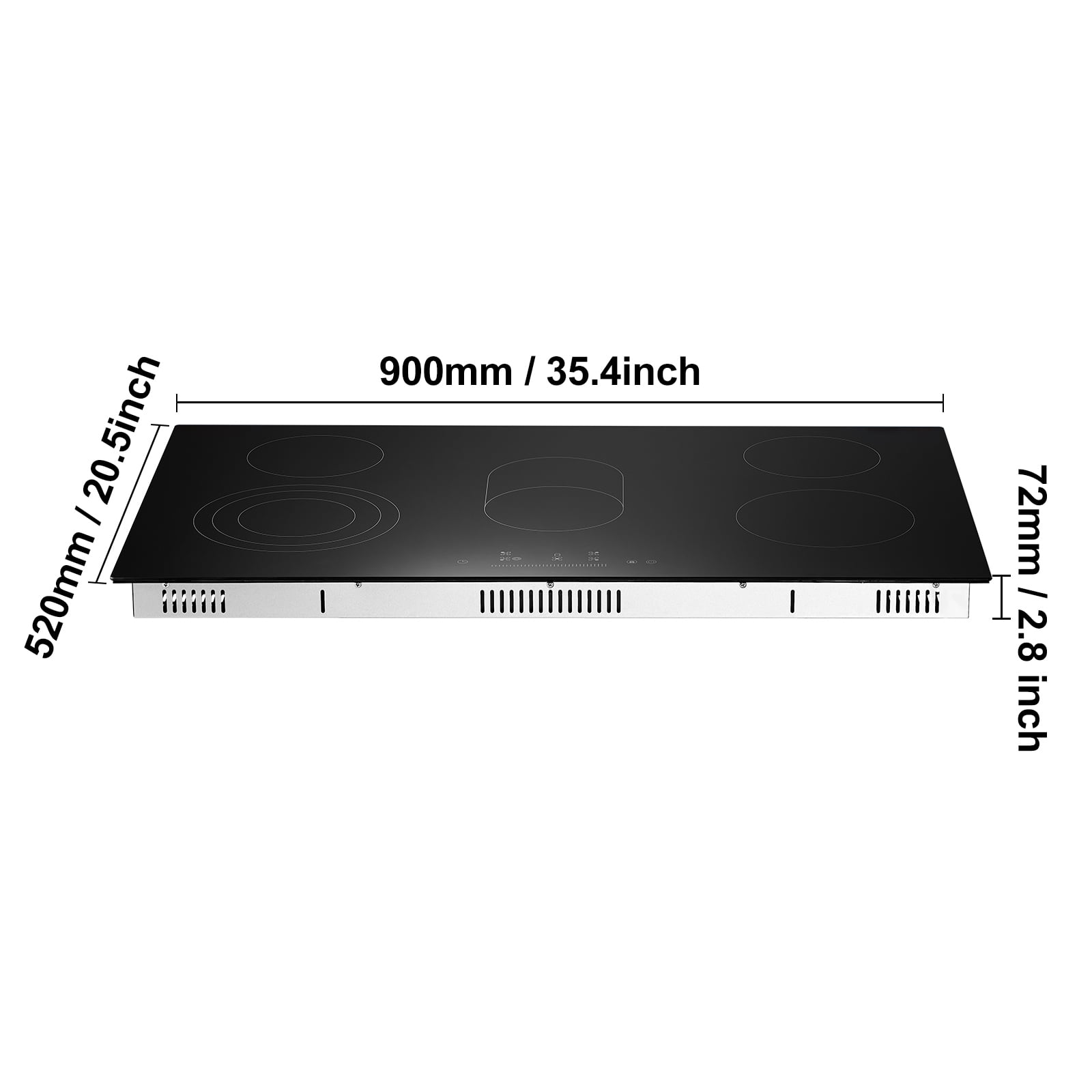 KFFKFF 36-inch Built-in Electric Cooktop with 5 Burners, 8600W Ceramic Radiant Surface, Glass Panel, Touch Controls, Timer, Child Safety Lock, 9 Adjustable Heat Levels, 220-240V Hardwired Connection