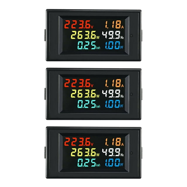 3X Monitor de CA 6 En 1 D69-2058 Voltaje Digital de CA Y Corriente Potencia Factor de Frecuencia Medidor de Electricidad