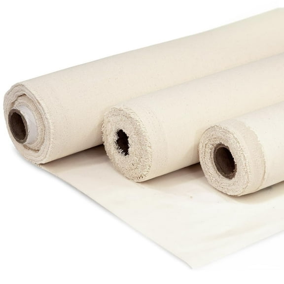 Cotton Duck Canvas Fabric Heavy Duty Natural 10oz 62 Inches Wide for Arts Crafts Backings Covers Placemats, 1 Yard, White