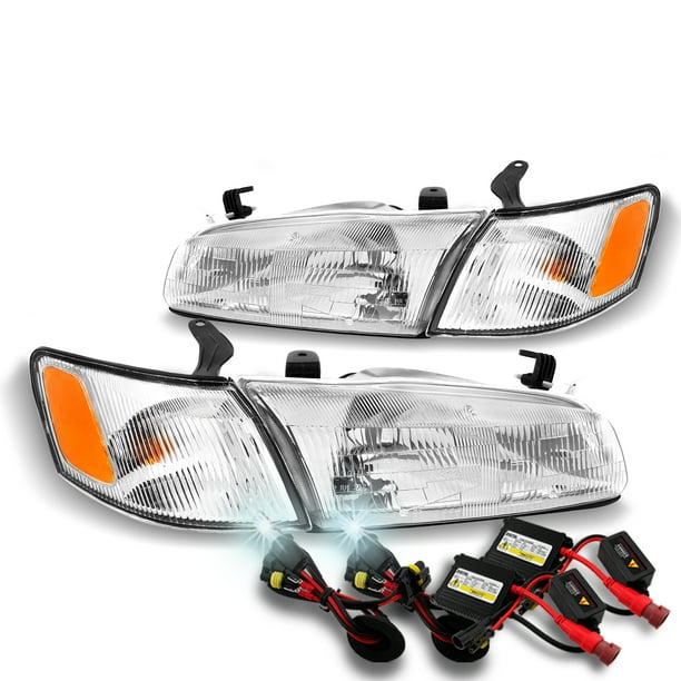 [Chrome] Fit 1997-1999 Toyota Camry Headlights Headlamps+Corner Lights+