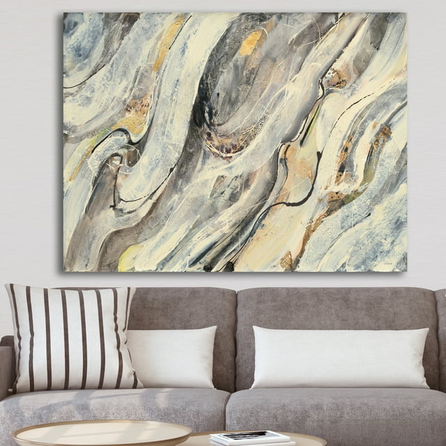 Designart - Glam Golden Falls - Modern & Contemporary Premium Canvas Wall Art