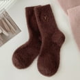 thumbnail image 3 of Women's Warm Velvet Pile Socks Mid Calf Thickened Winter Autumn Embroidered Solid Color Cozy Home Floor Socks Soft Comfortable, 3 of 3