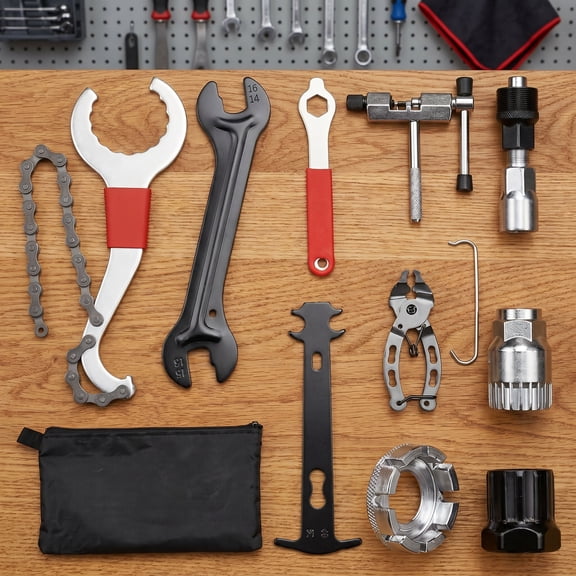 Professional Bike Tool Kit – 10-in-1 Bicycle Repair Tools with 3-in-1 Cassette Remover Wrench, Crank Puller Extractor, Bottom Bracket Remover, Freewheel Remover, Chain Breaker for Mountain Bike