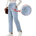 thumbnail image 4 of Womens Corduroy Pants Comfy Pull On Pants Straight Leg Pant with Pockets Elastic High Waisted Slacks Trousers Sky Blue 3XL, 4 of 4