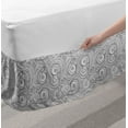 thumbnail image 2 of Black and White Bed Skirt, Floral Pattern with Swirls and Mandala Inspired Motifs, Elastic Bedskirt Dust Ruffle Wrap Around for Bedding Decor, 4 Sizes, White and Black, by Ambesonne, 2 of 2