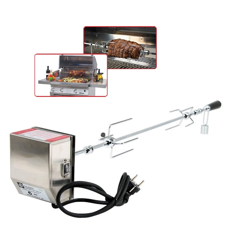 Stainless Steel Grill Rotisserie Kit with Steel Outcase Motor, 31Inch