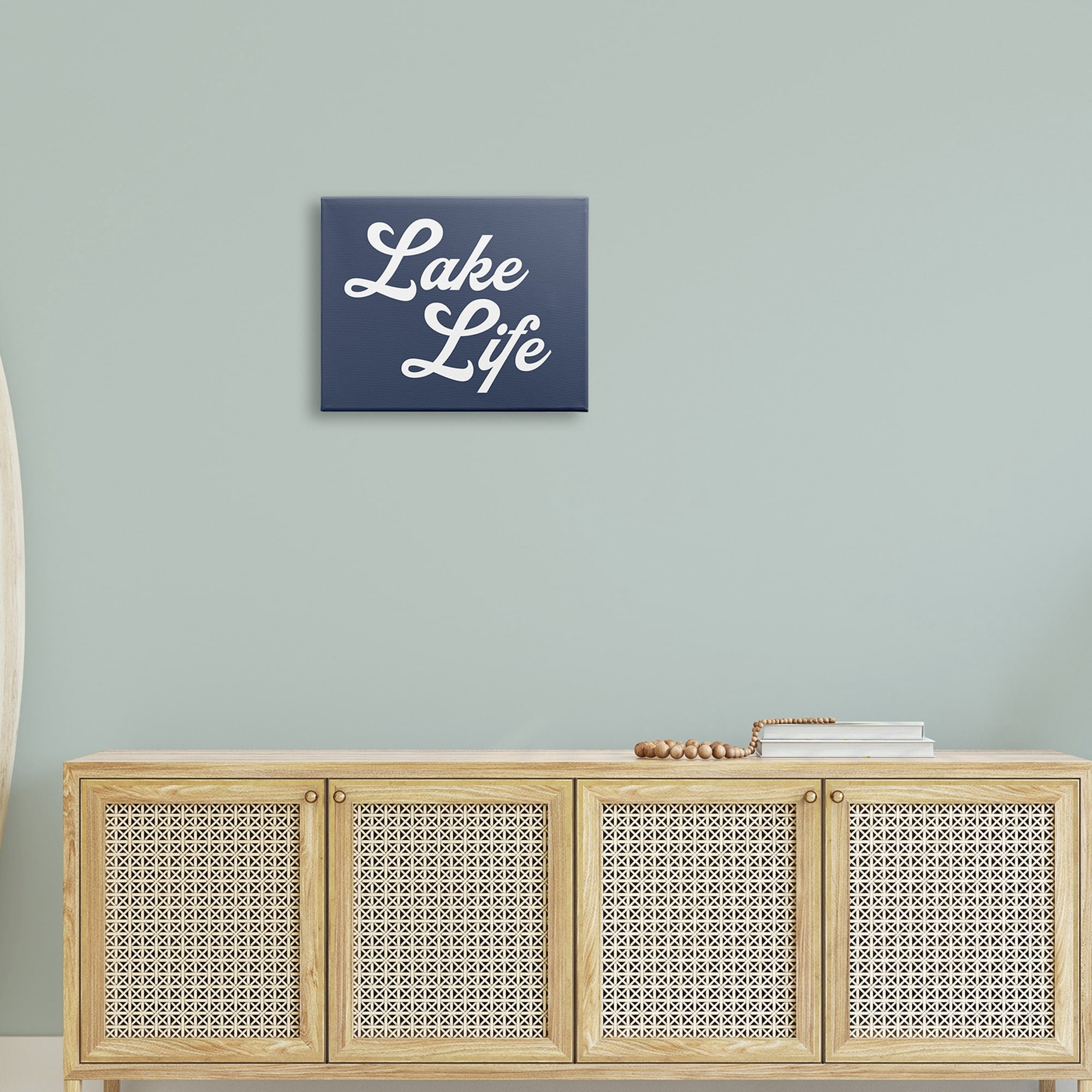 Stupell Industries Trendy Lake Life Phrase Solid Blue Sign,20 x 16, Design by Daphne Polselli