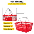thumbnail image 4 of VEVOR Shopping Basket, 16.9 x 11.8 x 8.07 in/42.8 x 30 x 22 cm((L x W x H), Cast-Iron Handle and Stand, Set of 12 Store Baskets with Durable PE Material Used for Supermarket, Retail, Bookstore, Red, 4 of 9
