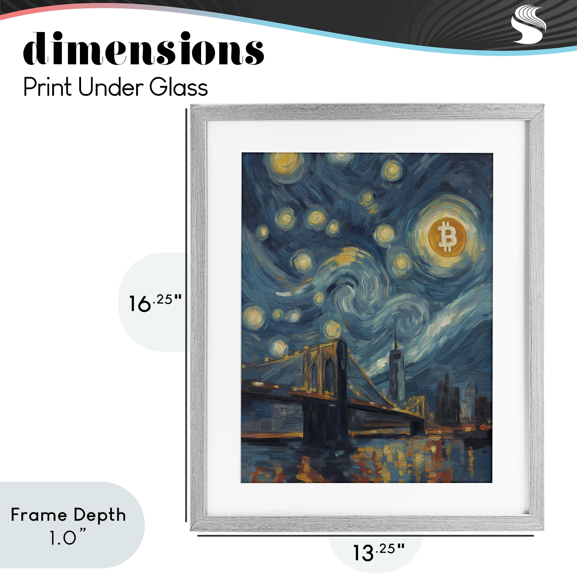 Stupell Industries Iconic Blockchain Moonlight Gray Framed Print Under Glass, design by Svetlana Aleynikova