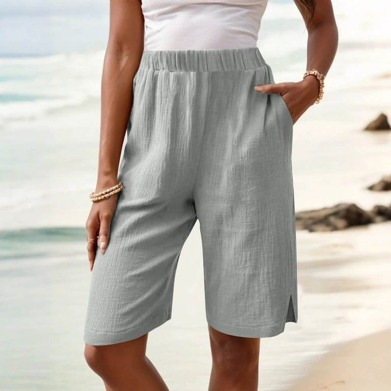 Pocket Capri Pants For Petite Women's Cargo Shorts RPVATI