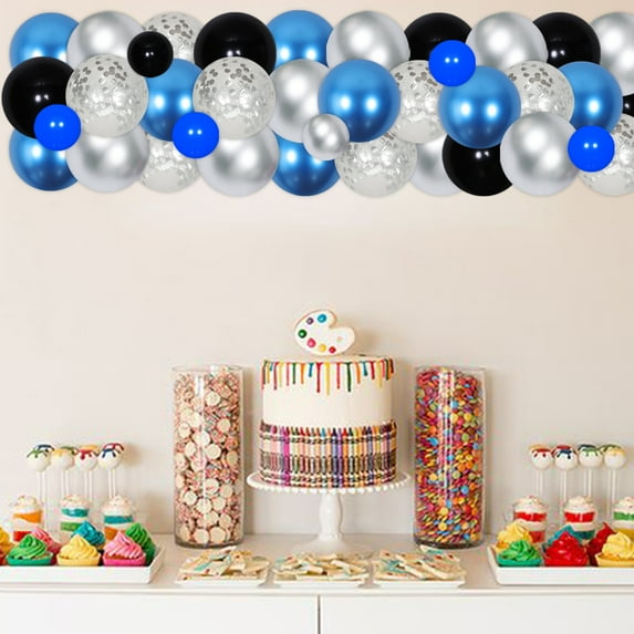 Blue Double Digits Happy 10th Birthday Decoration, Blue Black Balloon Garland Arch Kit, Double Digits Letter Aluminum Film Balloons, Number 10 Foil Balloons for 10th Daughter Birthday Party Supplies