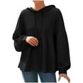 thumbnail image 4 of FAIWAD Hoodies for Women Long Sleeve Drawstring Peplum Hem Loose Hooded Sweatshirts Casual Babydoll Pullover Tops, 4 of 9
