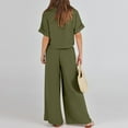 thumbnail image 6 of Women 2 Piece Outfits Summer Casual Short Sleeve V Neck Crop Top Wide Leg Pants Matching Set With Pocket Women Holiday Outfits Pant Suits for Women Dressy Wedding Guest plus Size Pant Suit Women, 6 of 8