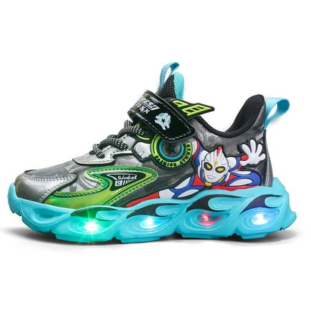 

Engtoy boys girls High Top Basketbal Shoes for Kids Breathable Lightweightspring autumn Cartoon Mesh surface Child Sneakers Running Shoes night Fashion Lamp shoe Little/BigKids