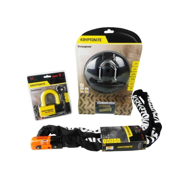 Kryptonite Stronghold with E4 Yellow Disc Lock and 1016 5.25ft Integrated Chain