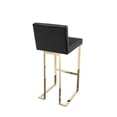 thumbnail image 5 of Pangea Home Dexter 30" Faux Leather & Polished Steel Bar Stool in Black/Gold, 5 of 6