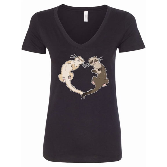 Inktastic Cute Ferret Heart Women's V-Neck T-Shirt