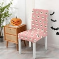 thumbnail image 4 of Halloween Chair Covers Set of 4,Holiday Dining Stretch Removable Protector,Pink Pumpkin Skull Ghost Chair Back Covers Farmhouse Decor,Colorful Seat Slipcovers for Dining Room and Party, 4 of 5