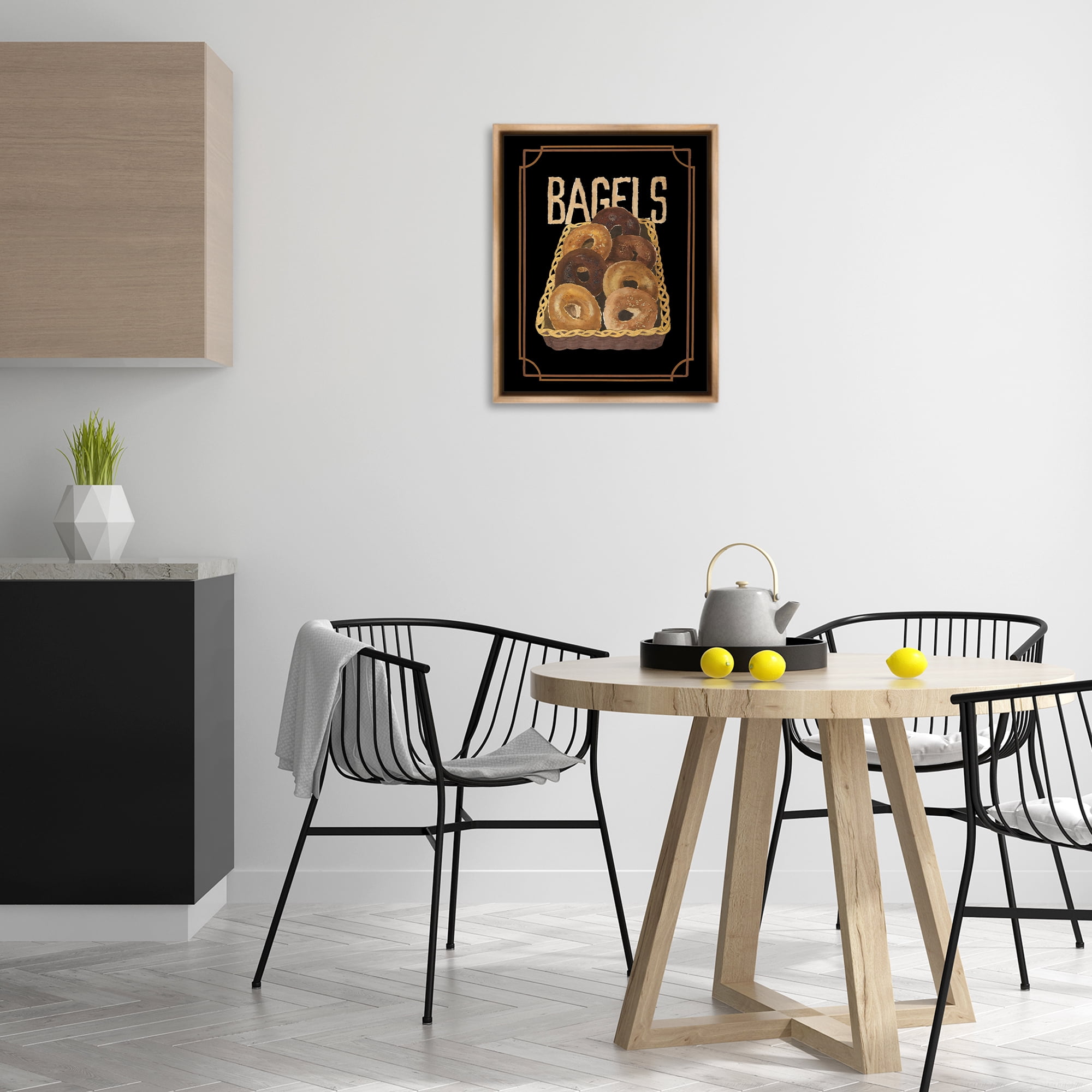 Stupell Industries Basket Of Bagels Food & Beverage Painting Brown Floater Framed Art Print Wall Art, 17 x 21
