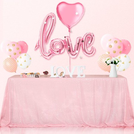 Squarepie Sequin Tablecloth 90 X 132 Inch Pink Sparkly Table Linen For Wedding Party