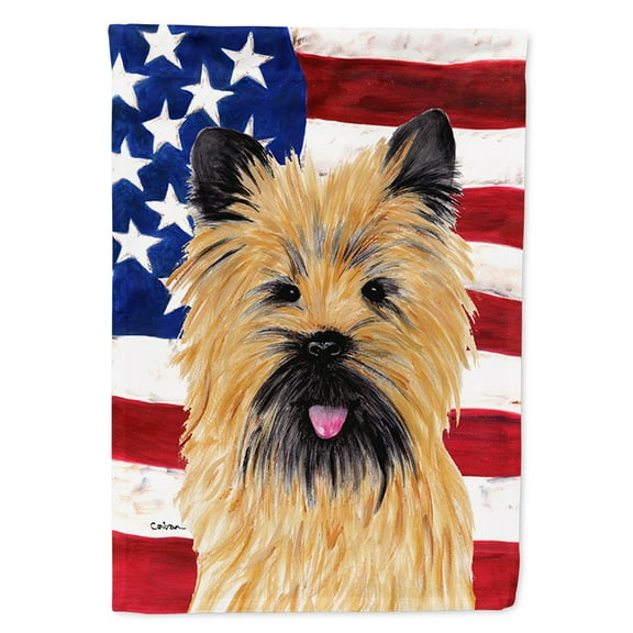 Carolines Treasures SC9017CHF USA American Flag with Cairn Terrier Flag Canvas, Large, Multicolor