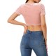 thumbnail image 3 of INSPIRAR CHIC Blusa Casual de Manga Corta Linda con Cuello Redondo de Terciopelo Ajustada Crop Top XL Rosa, 3 of 6