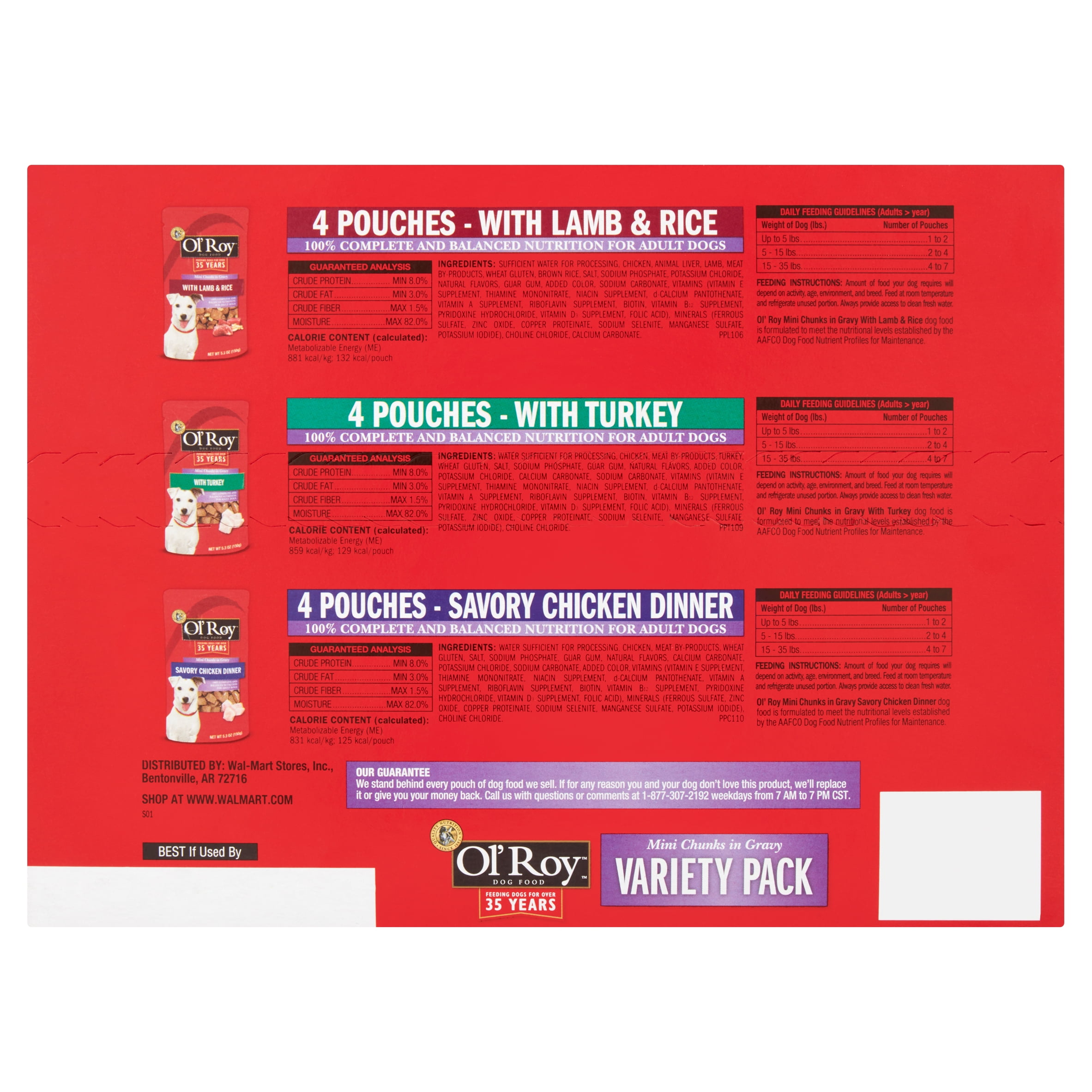 Ol Roy Brandclub 12 Pack Ol Roy Mini Chunks in Gravy Dog Food Variety Pack 5.3 oz