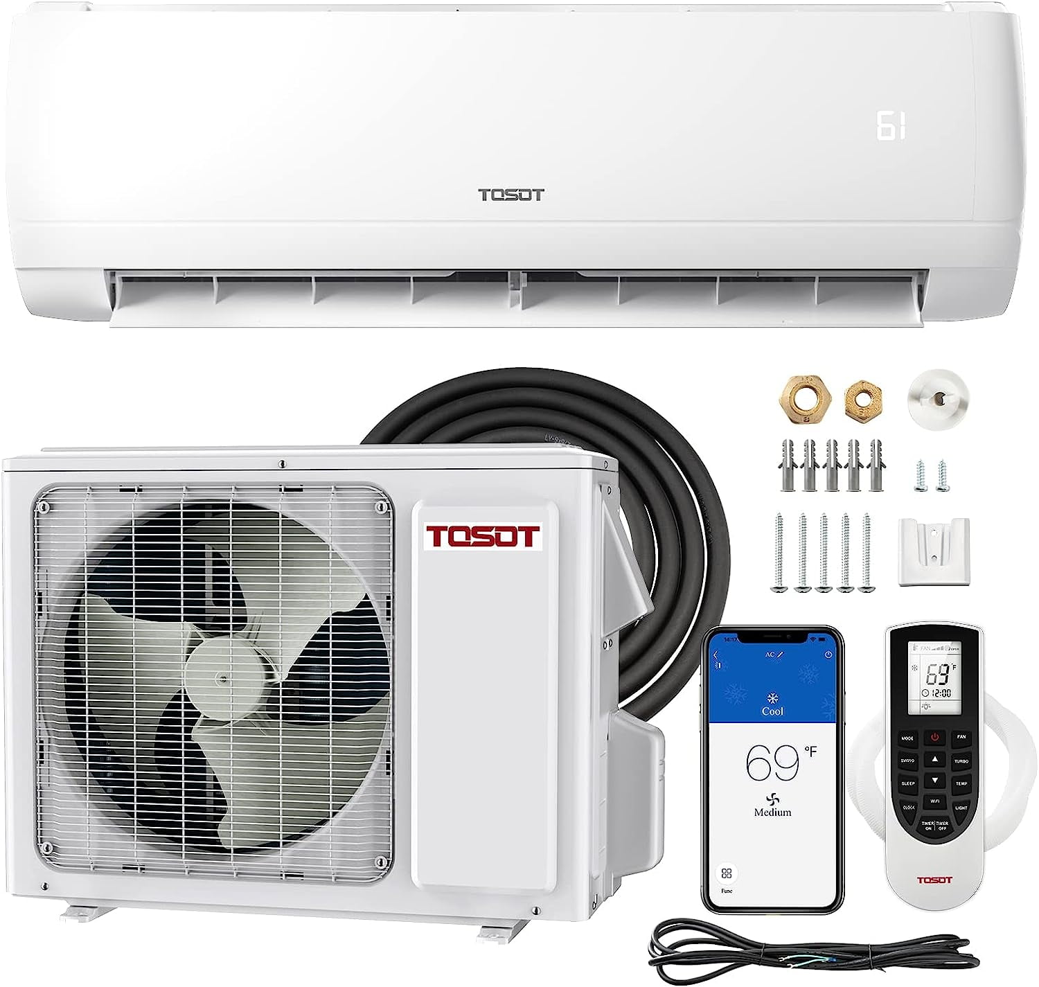 TOSOT 12,000 BTU MiniSplit Air Conditioner, Wifi Enabled Ductless