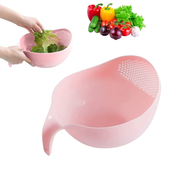 Rice Strainer with Handle - Lightweight Rice Washer Strainer Bowl with Smart Design for Easy Water Draining, Easy to Use & Clean ABS Plastic Colander with Handle for Cereals, Pasta, Vegetables,