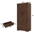 thumbnail image 5 of Blotout 2 Door Farmhouse Armoire Wardrobe Closet With 2 Drawers, 70" Tall Wooden Wardrobe Cabinet with Hanging Rod and Adjustable Shelves for Bedroom, Brown, 5 of 8