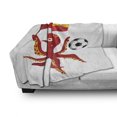 thumbnail image 3 of Spain Soft Flannel Fleece Throw Blanket, Funny Cartoon Graphic of Octopus with a Flag and Soccer Ball Print, Cozy Plush for Indoor and Outdoor Use, 50" x 70", Vermilion Yellow and White, by Ambesonne, 3 of 6