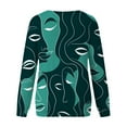 thumbnail image 5 of AOMPMSDX Womens Sweatshirts Casual Sweatshirt Printing Crew Neck Long Sleeve Sweatshirt Casual Top Pullover Green Loose Fit Tops S, 5 of 5