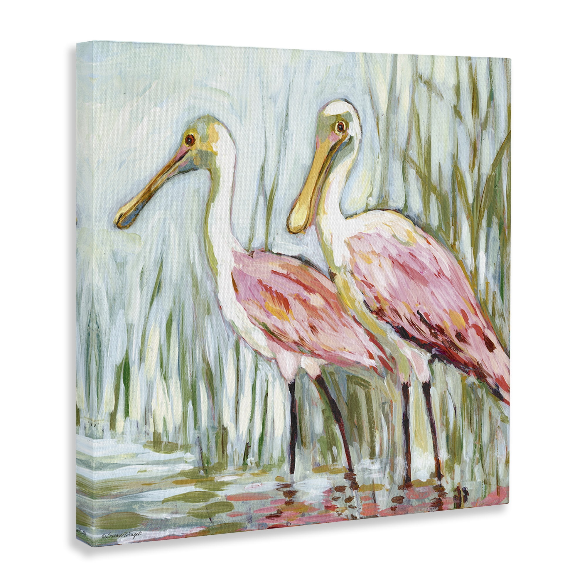 Stupell Industries Spoonbill Birds Pair Animals Painting Wrapped Canvas Canvas Art Print Wall Art, 36 x 36